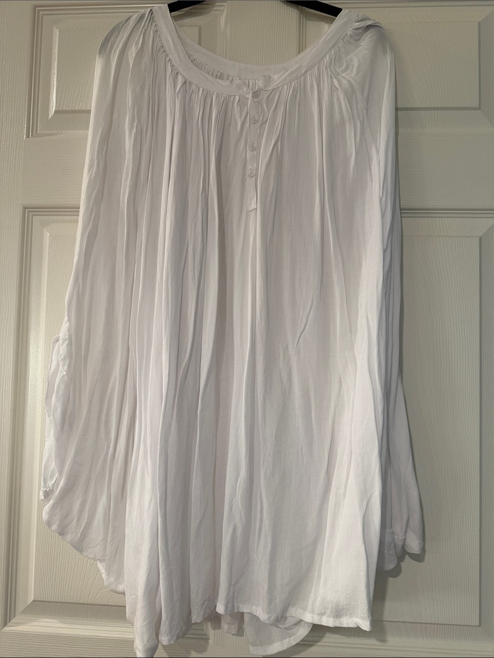 White Flowing Women's Shirt- Lightweight Pleated Design
